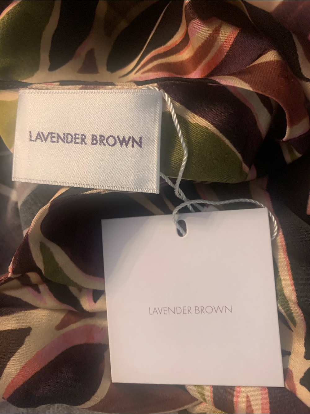 Lavender Brown Multicolor Leaf-Print Cowl Neck Camisole. A1 - Picture 10 of 11